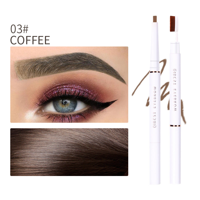 QIBEST Double Head Eyebrow Pencil Waterproof Sweat Proof And Makeup Free Eyebrow Cream